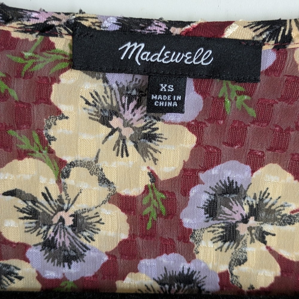 Madewell Ruffle Hem Top Blouse Viola Floral XS - Picture 5 of 16